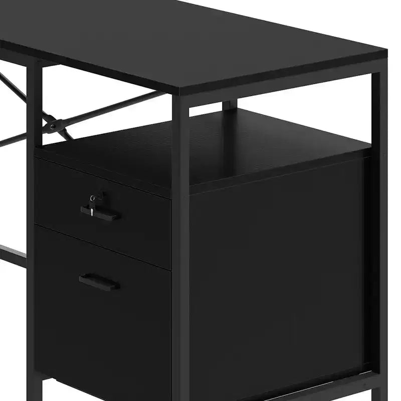 Bureau en U de 79 pouces, bureau réversible en L avec tiroirs, bureau d'angle pour ordinateur avec support d'écran et étagères de rangement