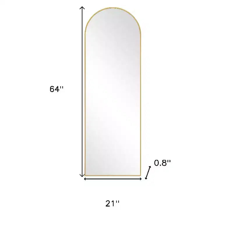 Miroir sur pied HomeRoots 64 en arche, cadre en métal doré