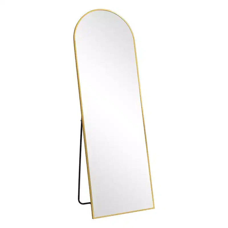 Miroir sur pied HomeRoots 64 en arche, cadre en métal doré