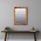 Miroir d'appoint encadré HomeRoots 44, en bois massif marron, bord brut
