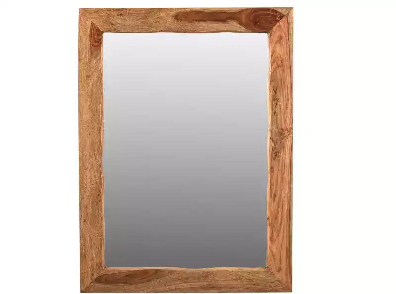 Miroir d'appoint encadré HomeRoots 44, en bois massif marron, bord brut