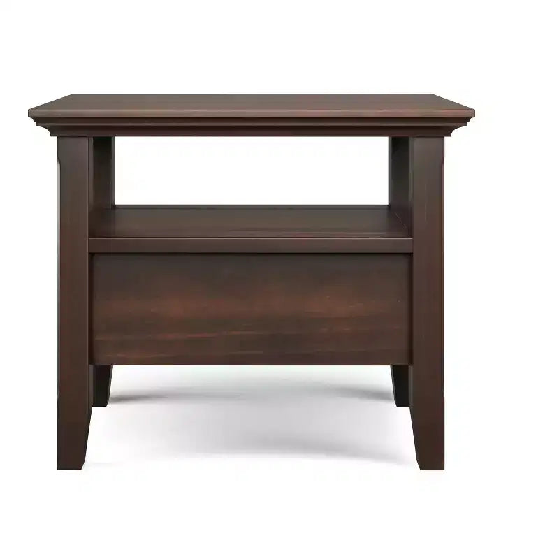 Table d'appoint étroite de style transitionnel en bois massif de 14 pouces de large avec tiroir Normandy