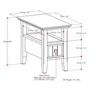 Table d'appoint étroite de style transitionnel en bois massif de 14 pouces de large avec tiroir Normandy