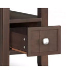 Table d'appoint étroite de style transitionnel en bois massif de 14 pouces de large avec tiroir Normandy