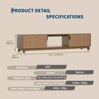 Meuble TV bas moderne du milieu du siècle de 40,4 cm de hauteur, console TV cannelée de 177,8 cm de long avec étagère de rangement ouverte et portes cannelées pour salon, chambre à coucher