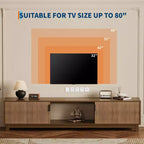 Meuble TV bas moderne du milieu du siècle de 40,4 cm de hauteur, console TV cannelée de 177,8 cm de long avec étagère de rangement ouverte et portes cannelées pour salon, chambre à coucher