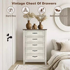 Commode à 5 tiroirs de 114 cm de haut de style ferme pour chambre, commode verticale en bois, commode rustique pour armoire, chambre d'enfant, salon