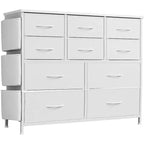 10-Drawer Dresser with Fabric Bins & Steel Frame  Tall Storage Tower for Bedroom, Closet, Hallway or Living Room