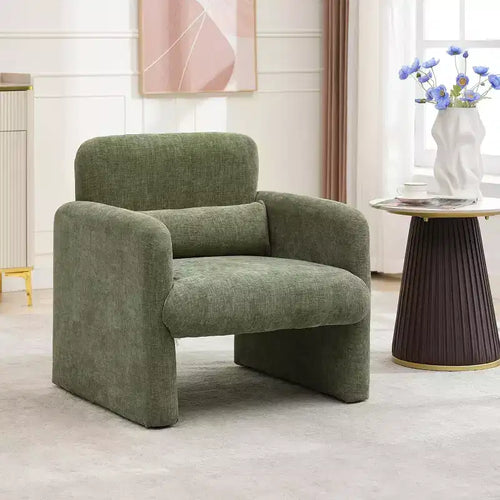 Accent Chair with Arms, Modern Chenille Fabric Living Room Chair,Upholstered Armchair Leisure Single Sofa Chair for Bedroom, Office, Apartment