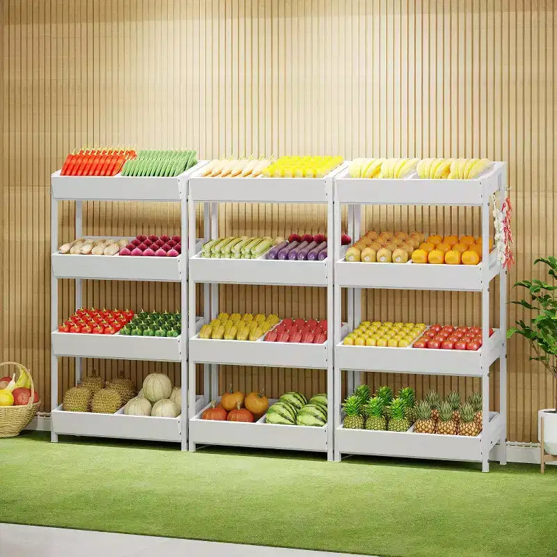 Étagère de présentation de snacks de détail à 4 niveaux Lantine avec 4 crochets, adaptée aux vendeurs, magasins, supermarchés et cuisines domestiques.