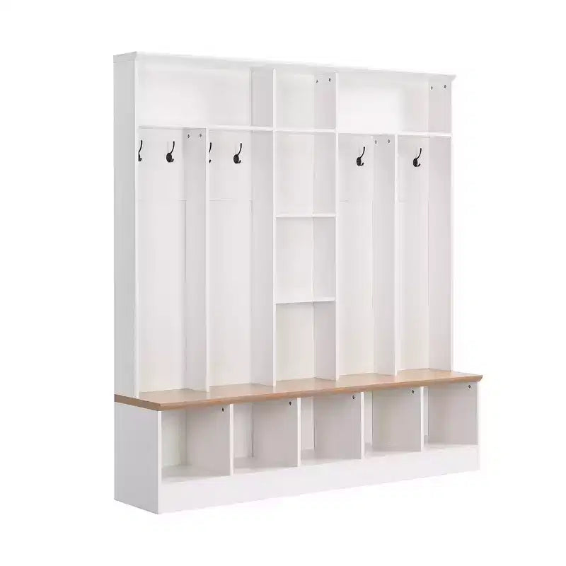 Porte-manteau large design Clihome avec banc de rangement et 8 patères pour entrée