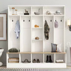 Porte-manteau large design Clihome avec banc de rangement et 8 patères pour entrée