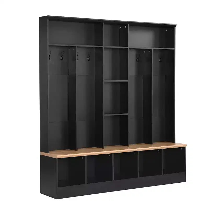 Porte-manteau large design Clihome avec banc de rangement et 8 patères pour entrée