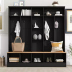 Porte-manteau large design Clihome avec banc de rangement et 8 patères pour entrée