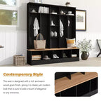 Porte-manteau large design Clihome avec banc de rangement et 8 patères pour entrée