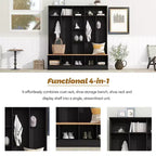 Porte-manteau large design Clihome avec banc de rangement et 8 patères pour entrée