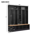 Porte-manteau large design Clihome avec banc de rangement et 8 patères pour entrée