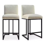 Lot de 4 tabourets de bar modernes à hauteur de comptoir, 25 chaises d'îlot de cuisine rembourrées avec piètement luge en métal noir - Panipeachy