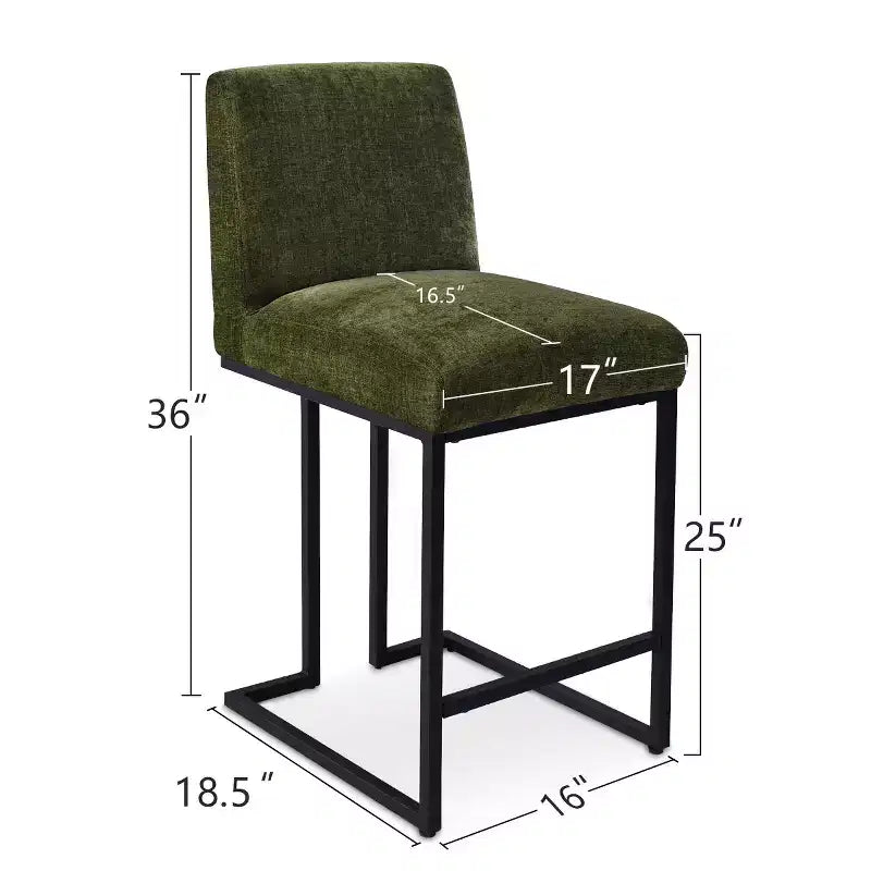 Lot de 4 tabourets de bar modernes à hauteur de comptoir, 25 chaises d'îlot de cuisine rembourrées avec piètement luge en métal noir - Panipeachy