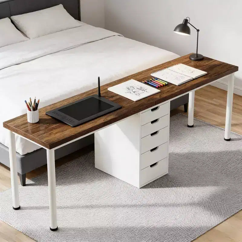 GDFStudio Peggy Bureau de 79 Moderne Deux Personnes avec 5 Tiroirs
