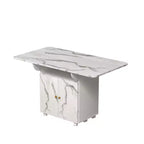 MAYEERTY Table de cuisine pliante avec îlot, table à manger texture marbre avec armoire de rangement et roulettes, table polyvalente peu encombrante