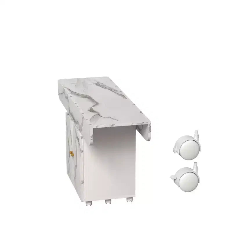 MAYEERTY Table de cuisine pliante avec îlot, table à manger texture marbre avec armoire de rangement et roulettes, table polyvalente peu encombrante