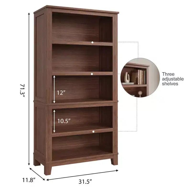 Bibliothèque moderne à 5 niveaux en bois de 180 cm, étagères réglables, étagère de présentation robuste sur pied pour petits espaces, appartement, bureau, chambre à coucher