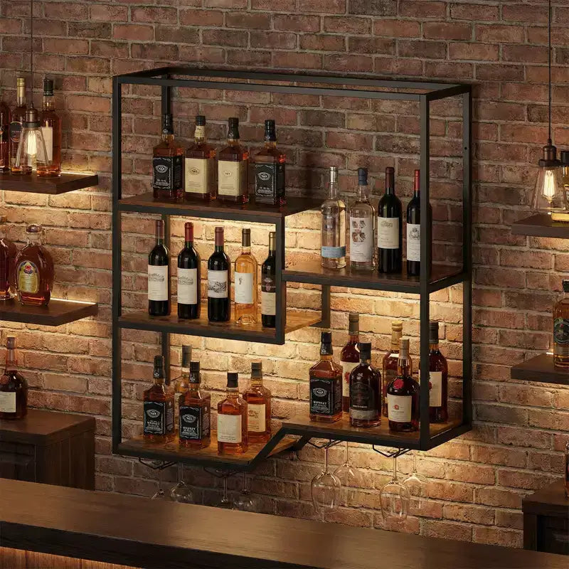 Casier à vin mural Costway à 6 niveaux avec étagère de présentation pour bouteilles