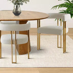 Ensemble de salle à manger extensible 47-83 pour 6 personnes, table en bois naturel et 6 chaises de salle à manger en chenille rembourrée avec pieds en métal-Panipeachy