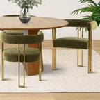 Ensemble de salle à manger extensible 47-83 pour 6 personnes, table en bois naturel et 6 chaises de salle à manger en chenille rembourrée avec pieds en métal-Panipeachy