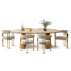 Ensemble de salle à manger extensible 47-83 pour 6 personnes, table en bois naturel et 6 chaises de salle à manger en chenille rembourrée avec pieds en métal-Panipeachy