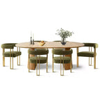 Ensemble de salle à manger extensible 47-83 pour 6 personnes, table en bois naturel et 6 chaises de salle à manger en chenille rembourrée avec pieds en métal-Panipeachy