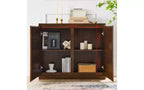JVNOXK Buffet moderne de style Mid-Century de 39 pouces avec deux trous de sortie, adapté au salon ou à la cuisine, avec espace de rangement, Noyer