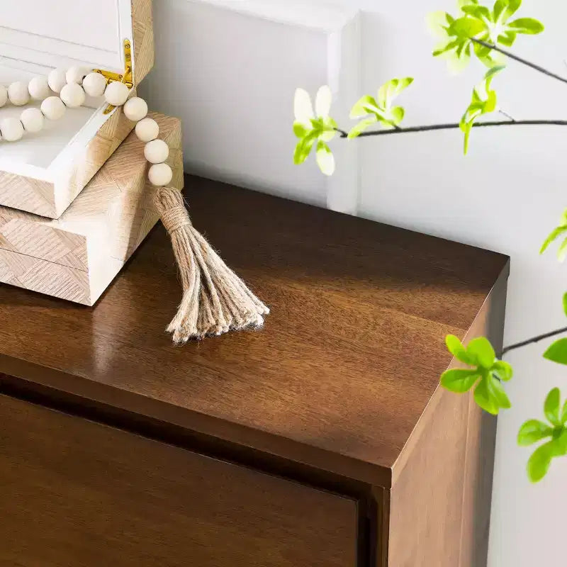 JVNOXK Buffet moderne de style Mid-Century de 39 pouces avec deux trous de sortie, adapté au salon ou à la cuisine, avec espace de rangement, Noyer
