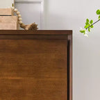 JVNOXK Buffet moderne de style Mid-Century de 39 pouces avec deux trous de sortie, adapté au salon ou à la cuisine, avec espace de rangement, Noyer
