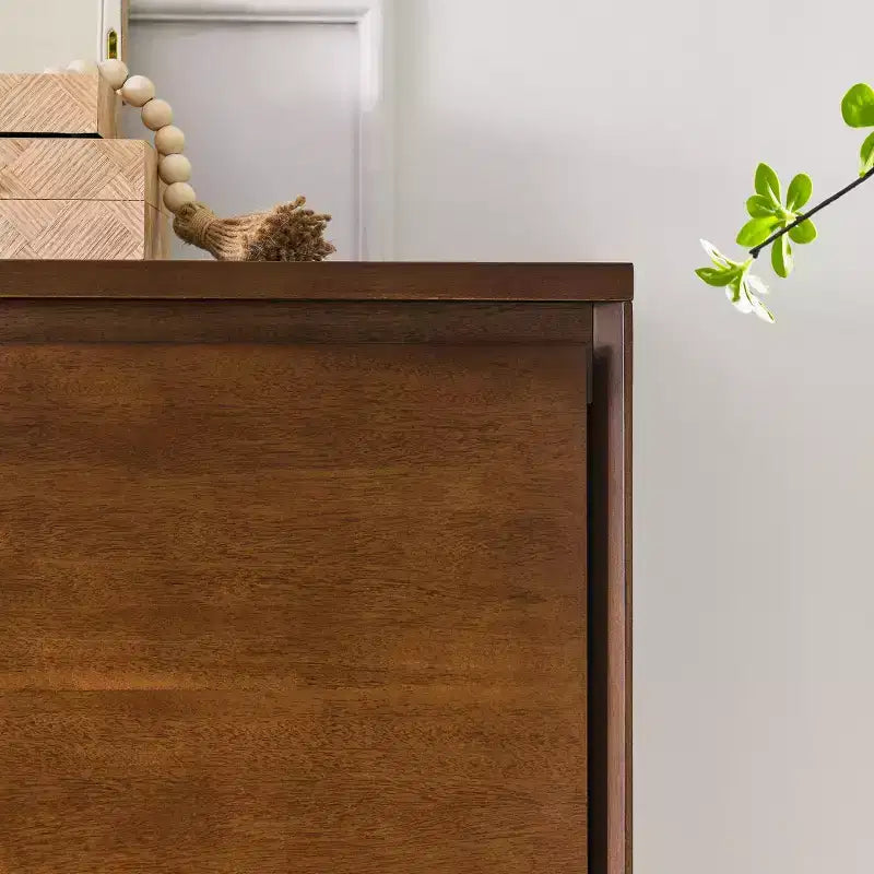 JVNOXK Buffet moderne de style Mid-Century de 39 pouces avec deux trous de sortie, adapté au salon ou à la cuisine, avec espace de rangement, Noyer