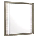 Miroir encadré HomeRoots 38, blanc et argent, en bois, avec éclairage, à monter sur commode