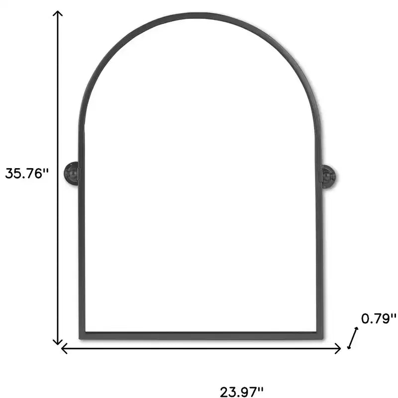 HomeRoots 36" miroir d'appoint inclinable encadré en métal noir avec arc