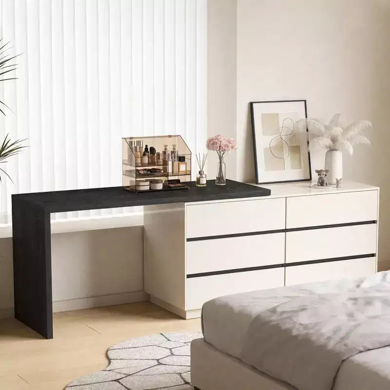 Gaoyangjiaju Bureau de direction moderne en L de 153,5 cm avec rangement 6 tiroirs - Finition bicolore