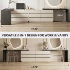 Gaoyangjiaju Bureau de direction moderne en L de 153,5 cm avec rangement 6 tiroirs - Finition bicolore