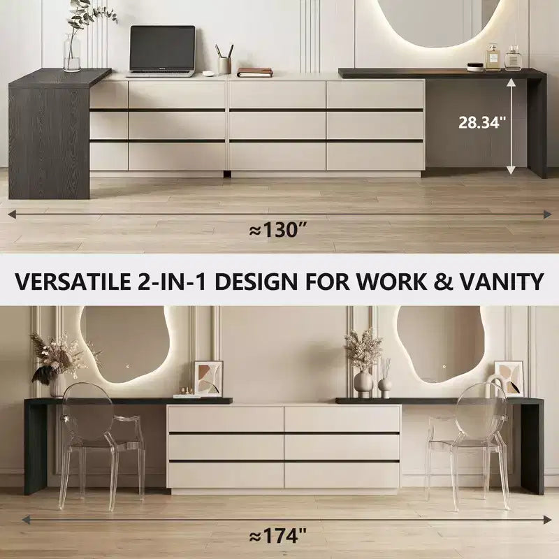 Gaoyangjiaju Bureau de direction moderne en L de 153,5 cm avec rangement 6 tiroirs - Finition bicolore