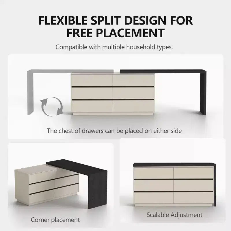 Gaoyangjiaju Bureau de direction moderne en L de 153,5 cm avec rangement 6 tiroirs - Finition bicolore