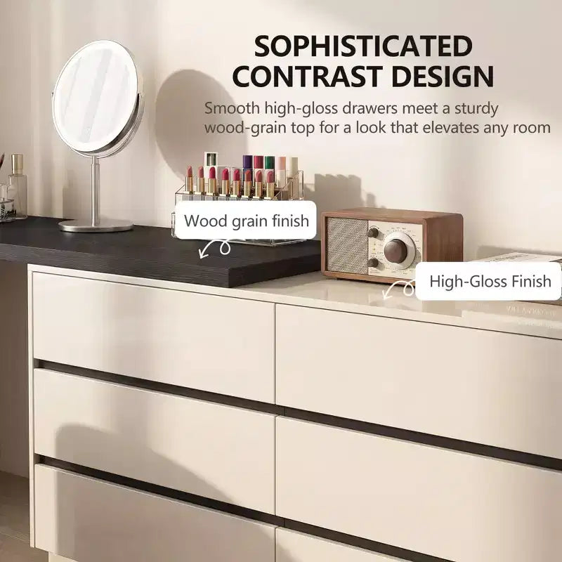 Gaoyangjiaju Bureau de direction moderne en L de 153,5 cm avec rangement 6 tiroirs - Finition bicolore