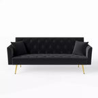 Canapé inclinable moderne en velours avec dossier réglable à 3 positions, canapé-lit convertible pour petits salons ou chambres d'amis-Panipeachy