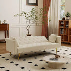 Canapé inclinable moderne en velours avec dossier réglable à 3 positions, canapé-lit convertible pour petits salons ou chambres d'amis-Panipeachy