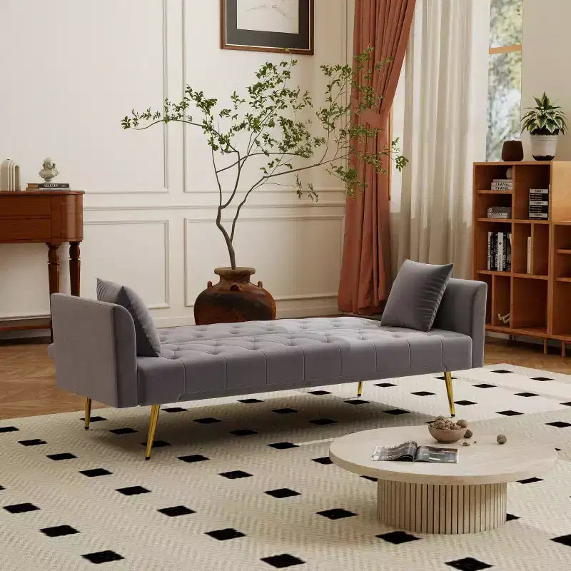 Canapé inclinable moderne en velours avec dossier réglable à 3 positions, canapé-lit convertible pour petits salons ou chambres d'amis-Panipeachy