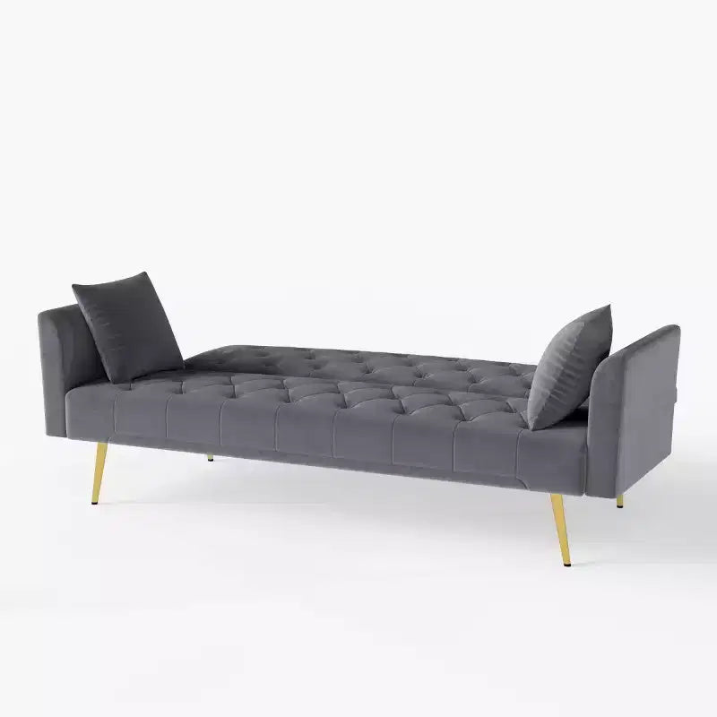 Canapé inclinable moderne en velours avec dossier réglable à 3 positions, canapé-lit convertible pour petits salons ou chambres d'amis-Panipeachy