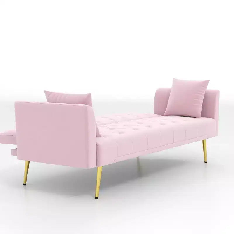 Canapé inclinable moderne en velours avec dossier réglable à 3 positions, canapé-lit convertible pour petits salons ou chambres d'amis-Panipeachy