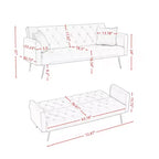 Canapé inclinable moderne en velours avec dossier réglable à 3 positions, canapé-lit convertible pour petits salons ou chambres d'amis-Panipeachy