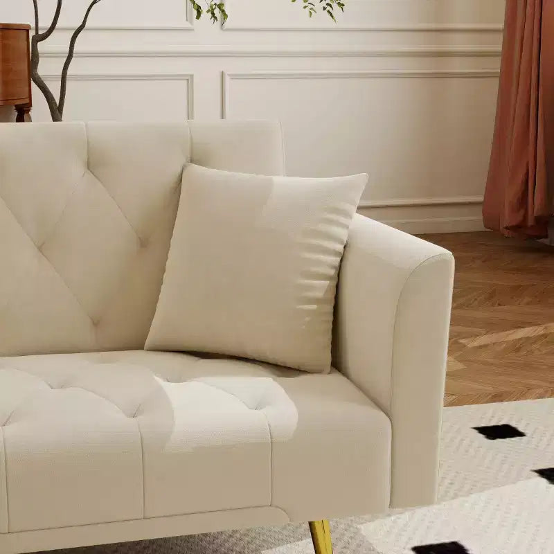 Canapé inclinable moderne en velours avec dossier réglable à 3 positions, canapé-lit convertible pour petits salons ou chambres d'amis-Panipeachy